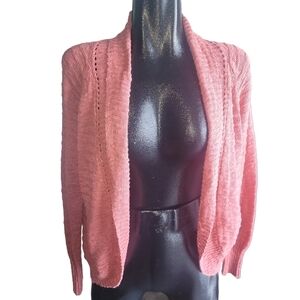 Roxy Pink Open Cardigan with Rounded Hemline XS